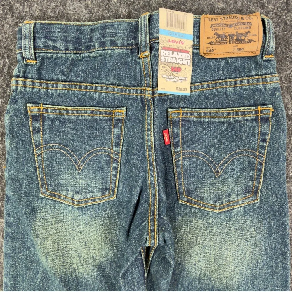 Levi's Y2K 549 Relaxed Straight Jean Shorts Boys 7 Reg Blue Denim NWT